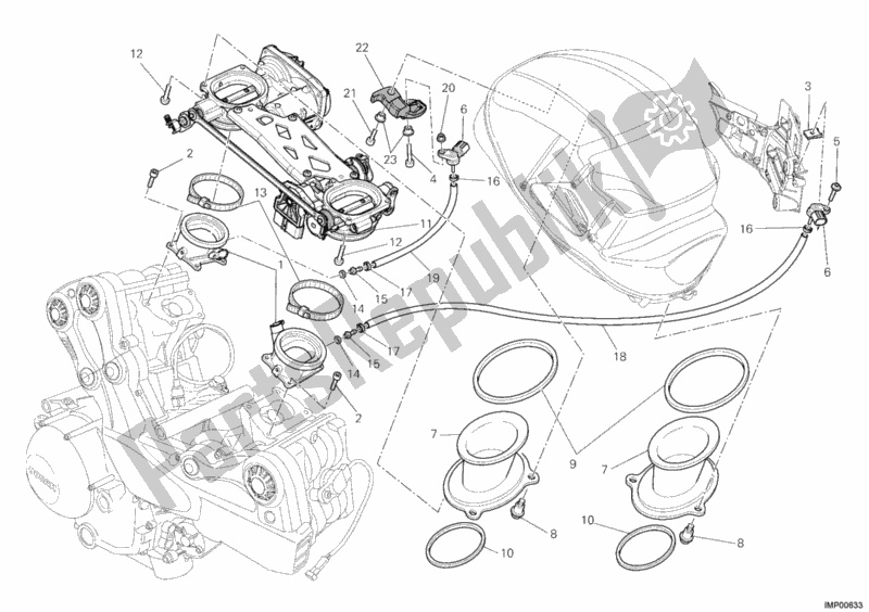 Tutte le parti per il Corpo Farfallato del Ducati Multistrada 1200 ABS USA 2011